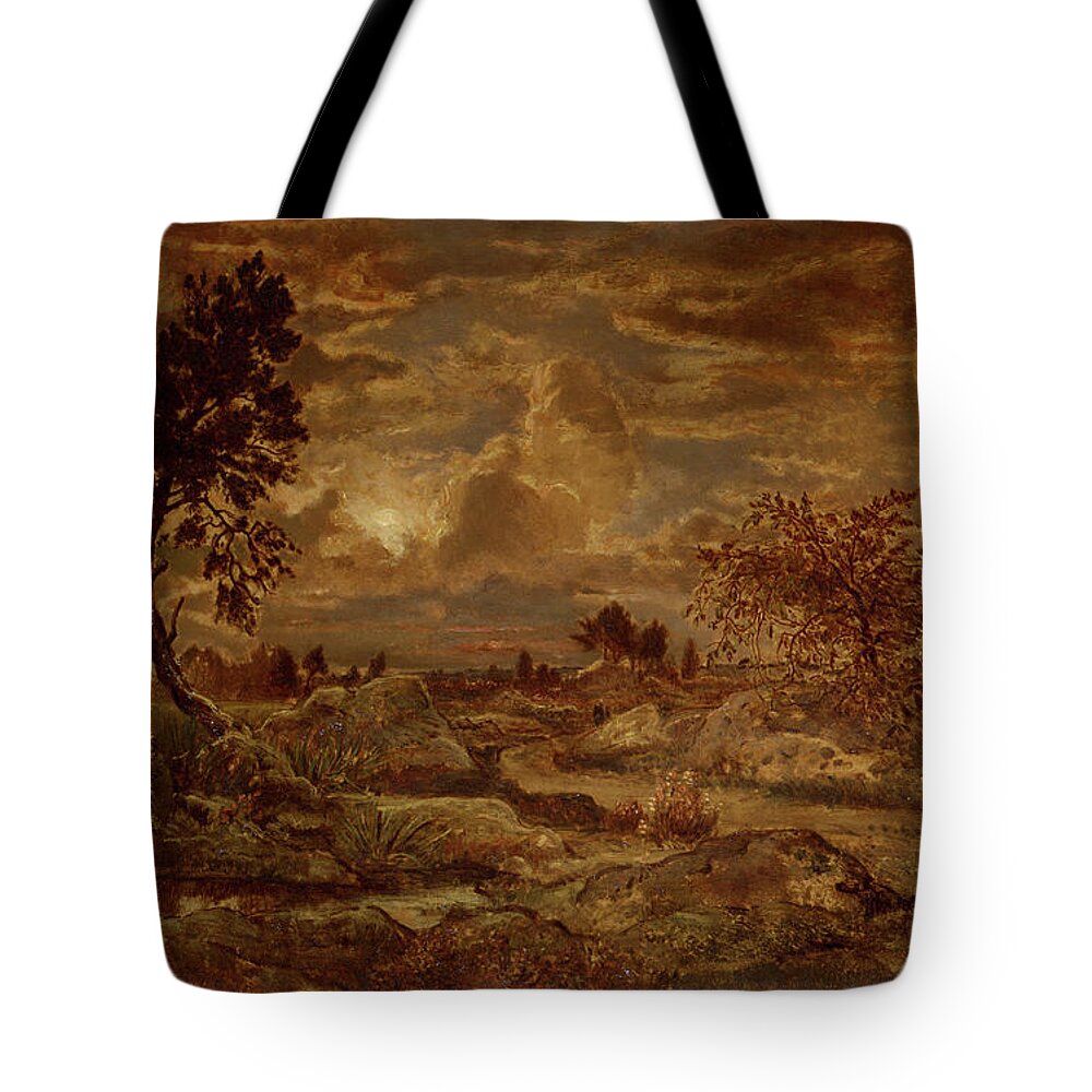 Sunset Near Arbonne Tote Bag featuring the painting Sunset near Arbonne by Theodore Rousseau