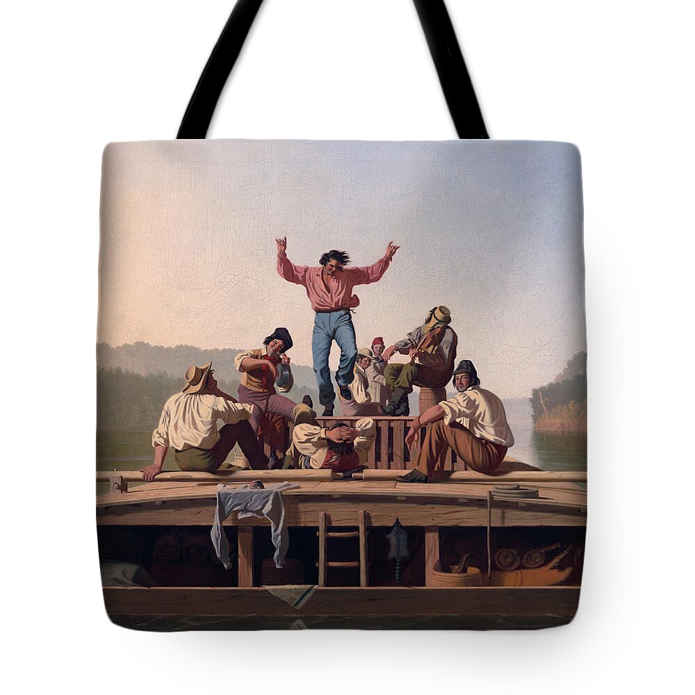 Art Tote Bag featuring the painting The Jolly Flatboatmen #4 by George Caleb Bingham