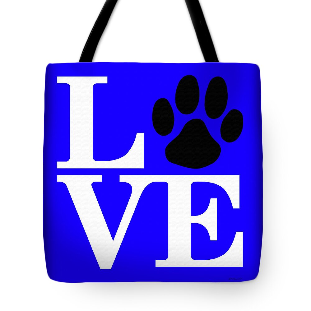 Canine Tote Bag featuring the digital art Dog Paw Love Sign #40 by Gregory Murray