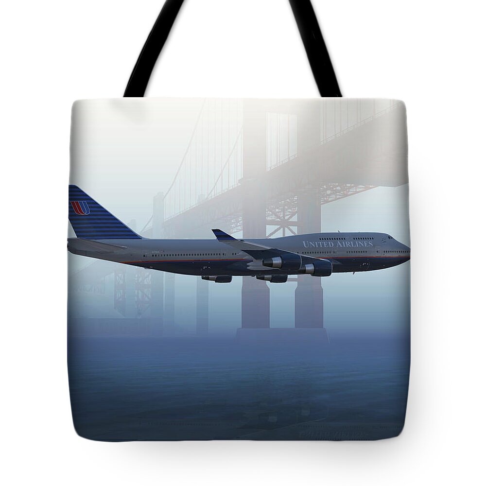 Jet Tote Bag featuring the digital art 400 under the Gate by Mike Ray