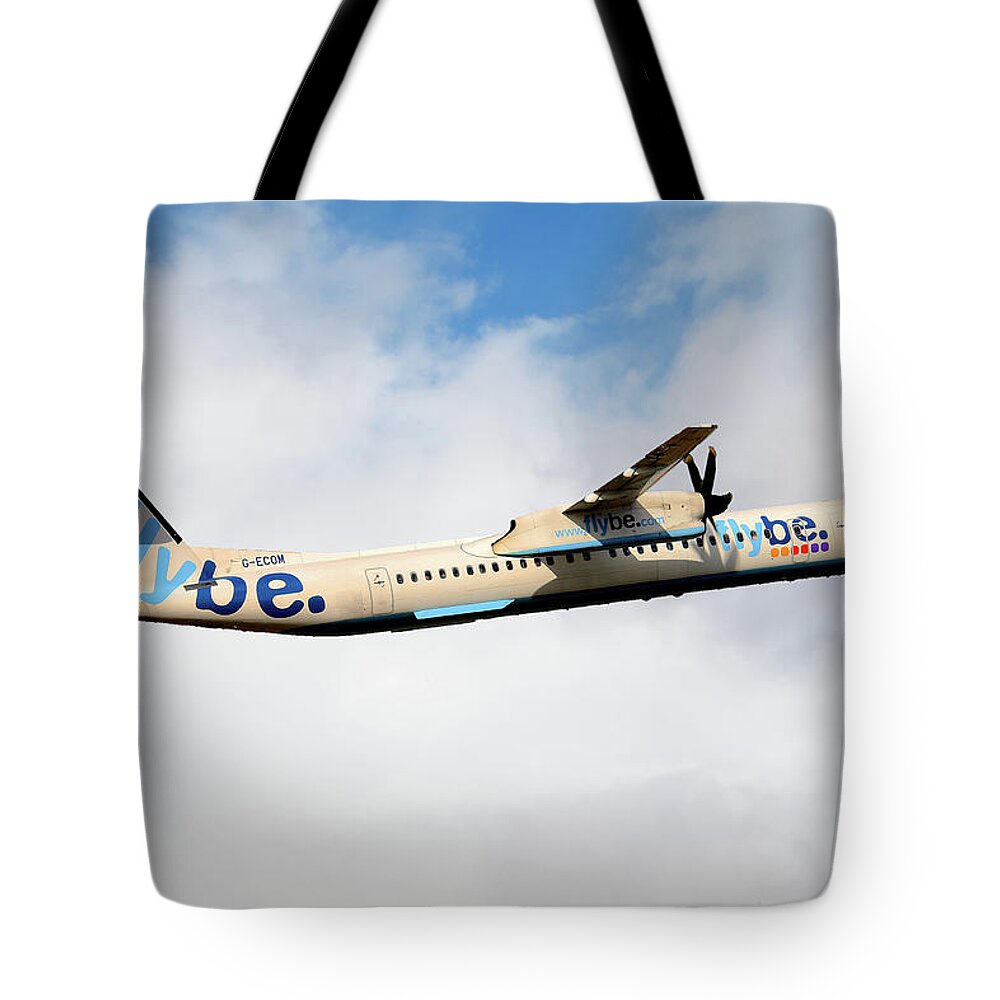 Flybe Tote Bag featuring the photograph Flybe Bombardier Dash 8 Q400 #46 by Smart Aviation