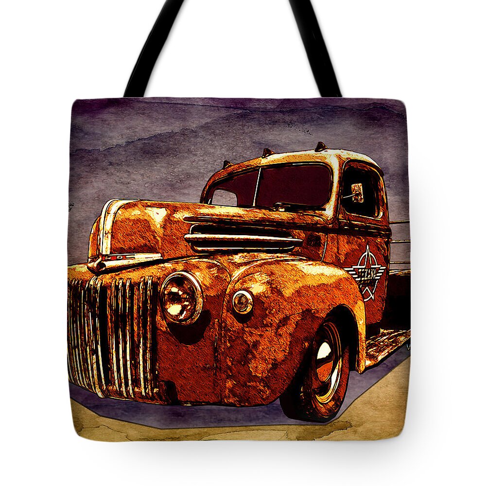 1946 Tote Bag featuring the photograph 46 Ford Flatbed Redux from the Laboratories at VivaChas by Chas Sinklier
