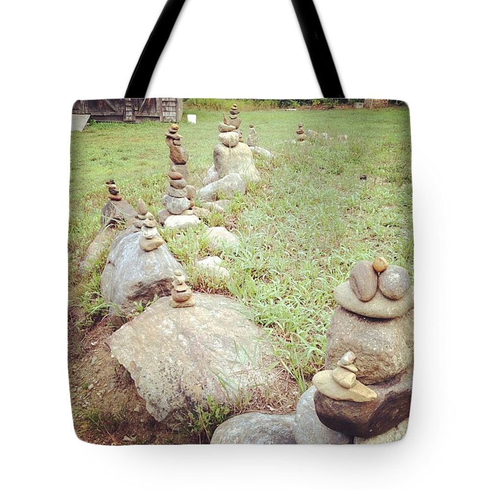 Cairn Tote Bag featuring the photograph Cairn #1 by Salamander Woods Studio-Homestead