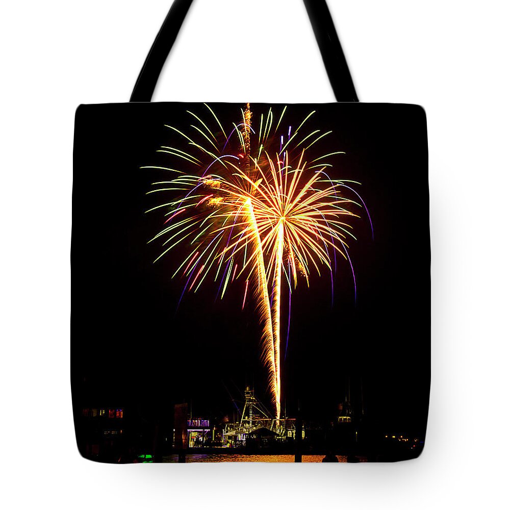 Fireworks Tote Bag featuring the photograph 4th of July Fireworks by Bill Barber