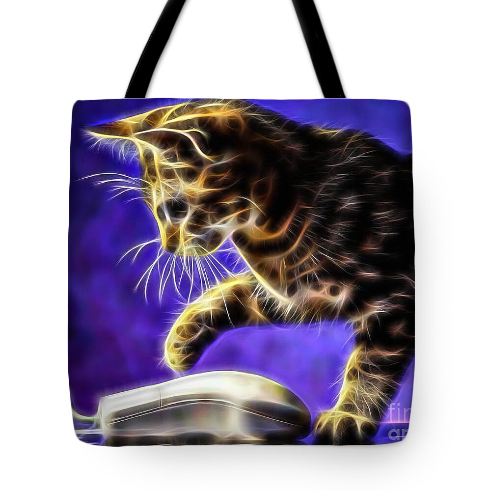 Cat Tote Bag featuring the mixed media Cat Got the Mouse #5 by Marvin Blaine