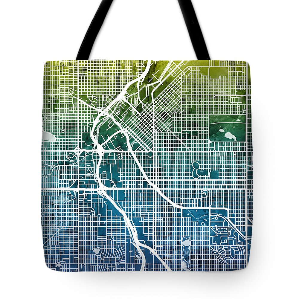 Street Map Tote Bag featuring the digital art Denver Colorado Street Map by Michael Tompsett