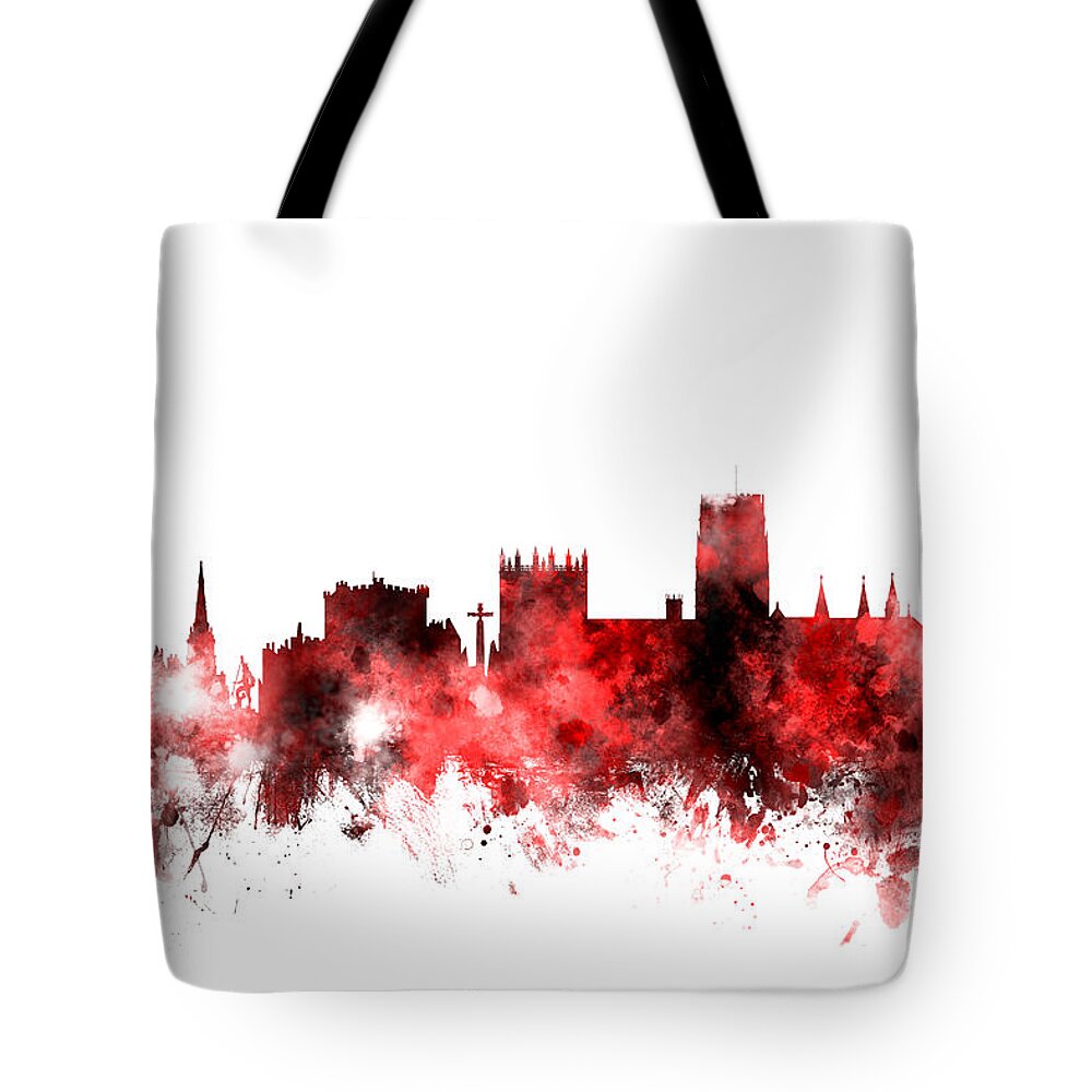 City Tote Bag featuring the digital art Durham England Skyline Cityscape #5 by Michael Tompsett
