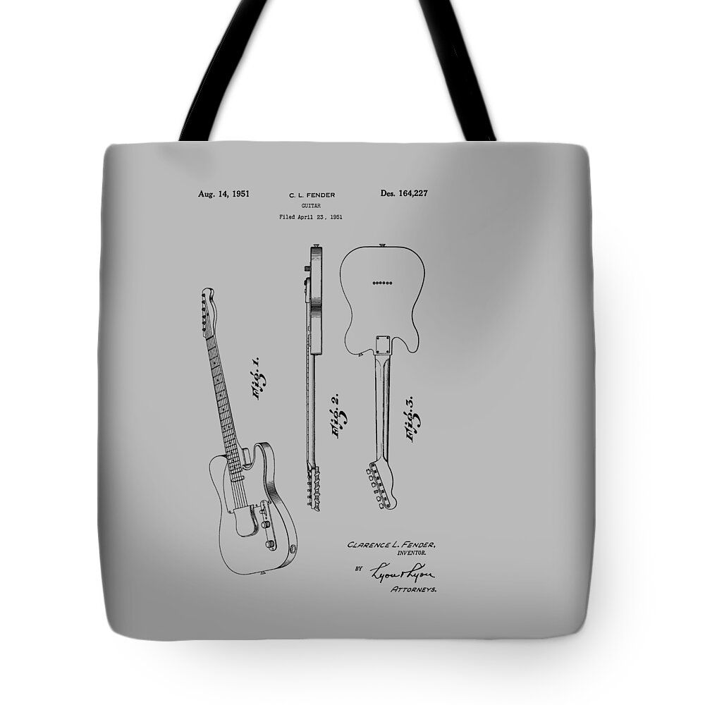 Fender Tote Bag featuring the photograph Fender guitar patent from 1951 #5 by Chris Smith