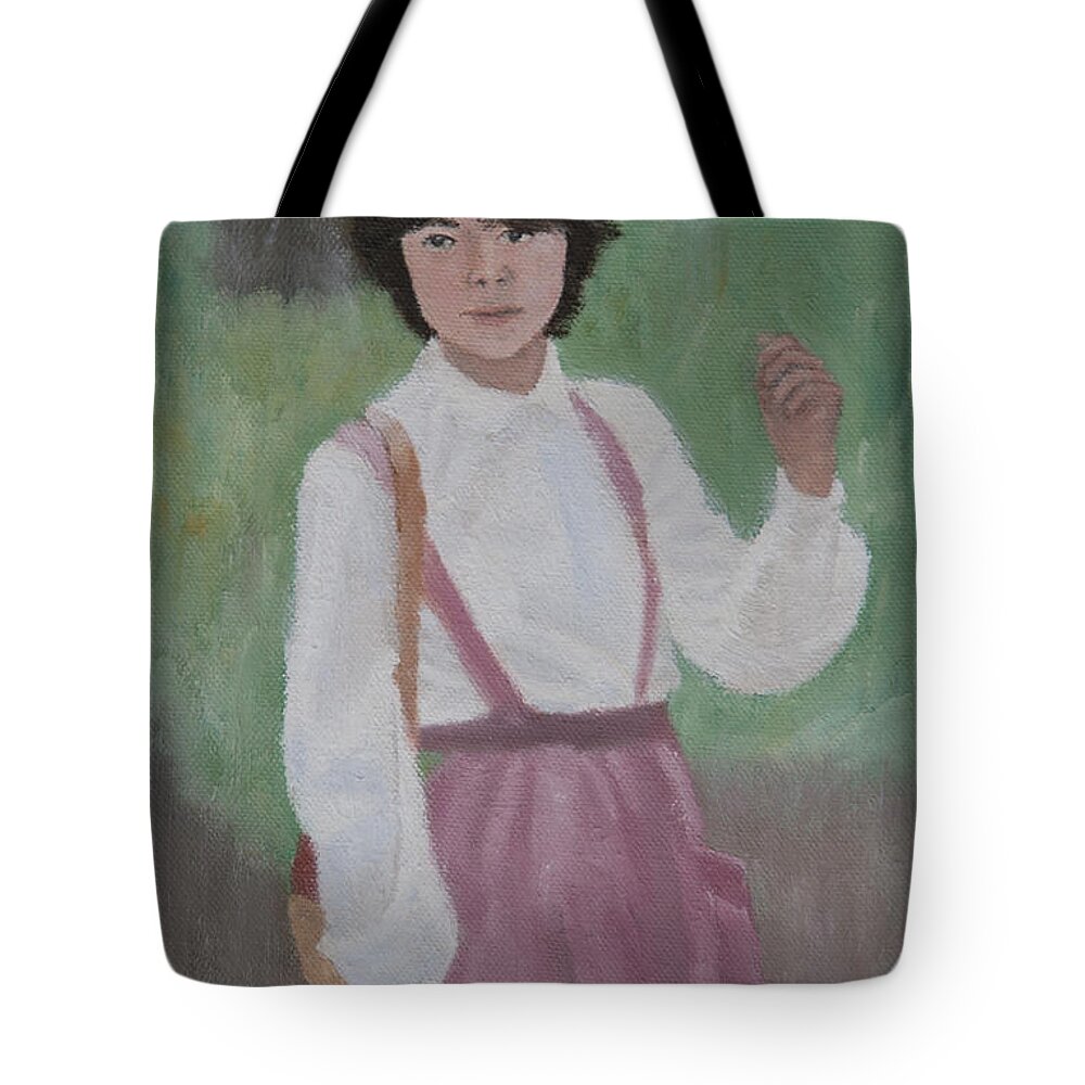 Walk Tote Bag featuring the painting Girl In The Park #5 by Masami Iida