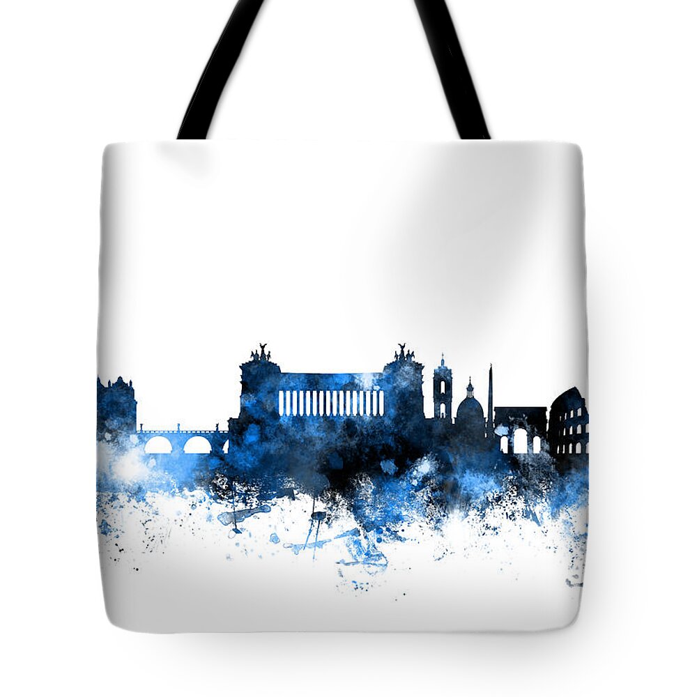 Italy Tote Bag featuring the digital art Rome Italy Skyline by Michael Tompsett