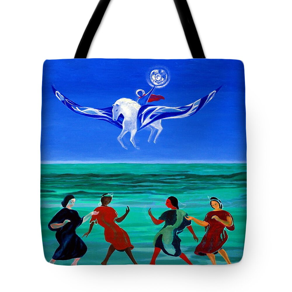 Sea Tote Bag featuring the painting Sons of the Sun by Enrico Garff