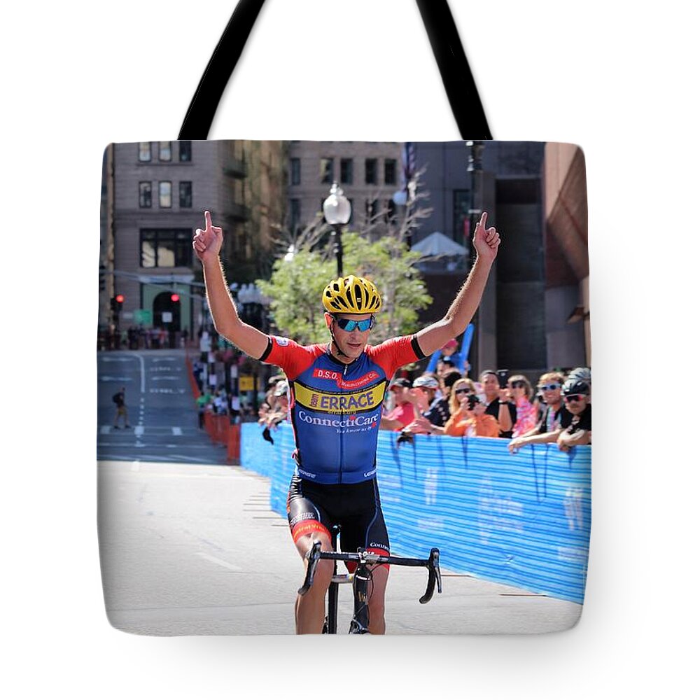 Cycle Racing Tote Bag featuring the photograph Team ERRACE #5 by Donn Ingemie