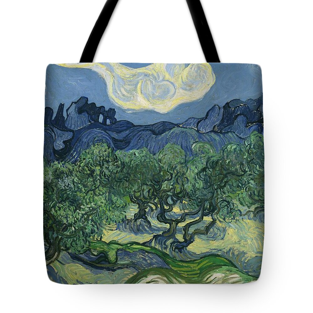 Vincent Van Gogh Tote Bag featuring the painting The Olive Trees #5 by Vincent Van Gogh
