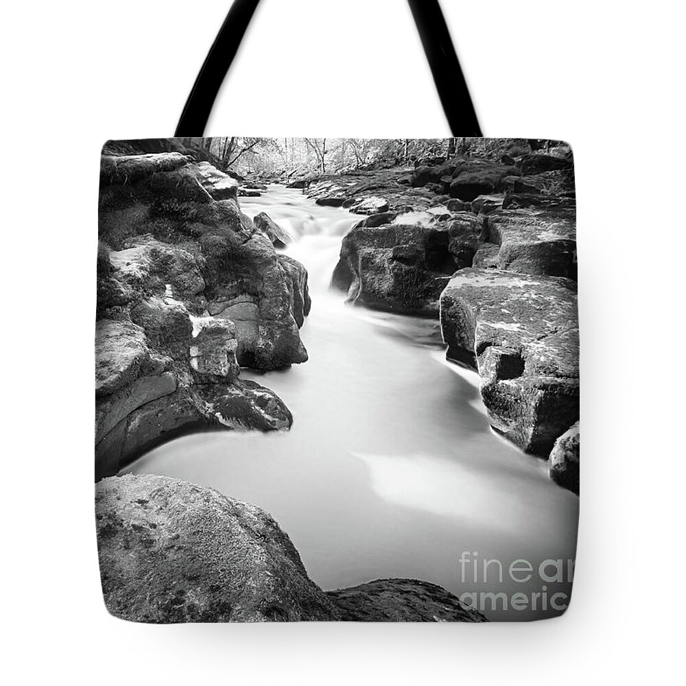 Bolton Abbey Tote Bag featuring the photograph Waterfall on The River Wharfe #5 by Mariusz Talarek