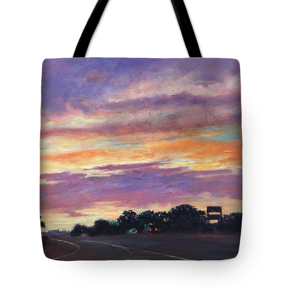 6 A.m. Tote Bag featuring the painting 6 A. M. A Hint of Green by Rand Burns