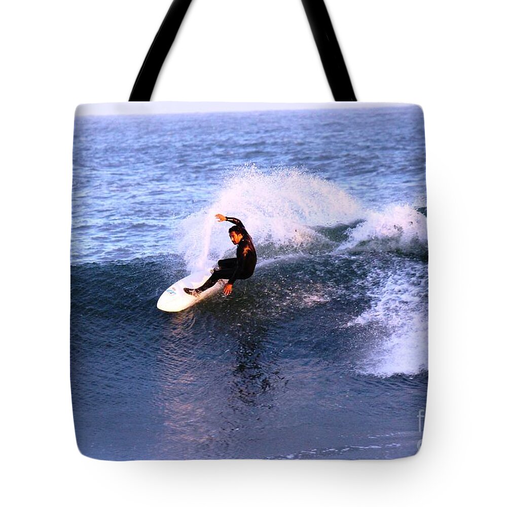 Surfing Tote Bag featuring the photograph Action images by Donn Ingemie