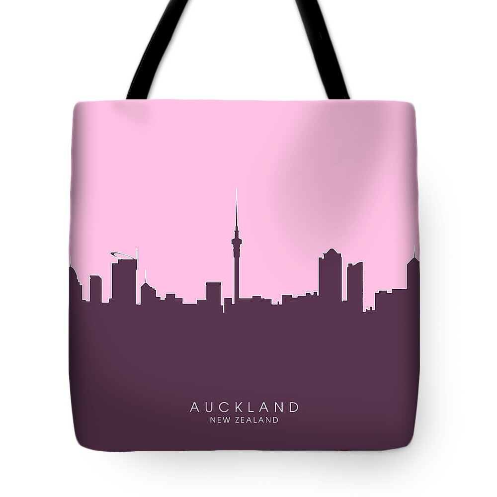 United States Tote Bag featuring the digital art Auckland New Zealand Skyline by Michael Tompsett