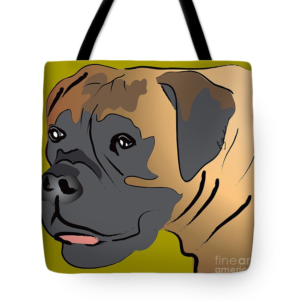 Dogs Tote Bag featuring the painting Boxer Dog Portrait #6 by Robyn Saunders