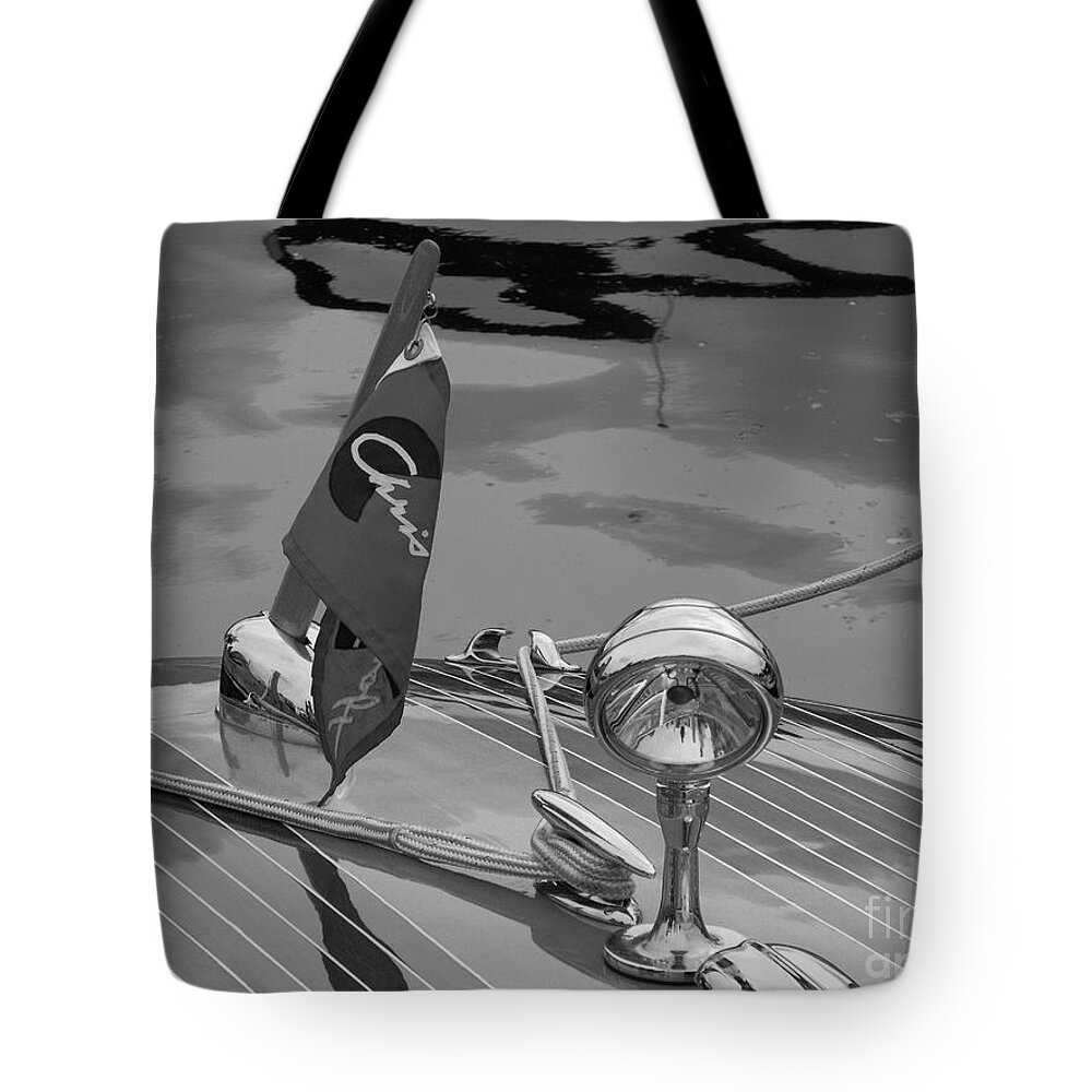 Chris Craft Tote Bag featuring the photograph Black and White Custom by Neil Zimmerman
