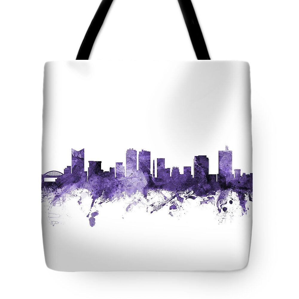 Fort Worth Tote Bag featuring the digital art Fort Worth Texas Skyline #6 by Michael Tompsett