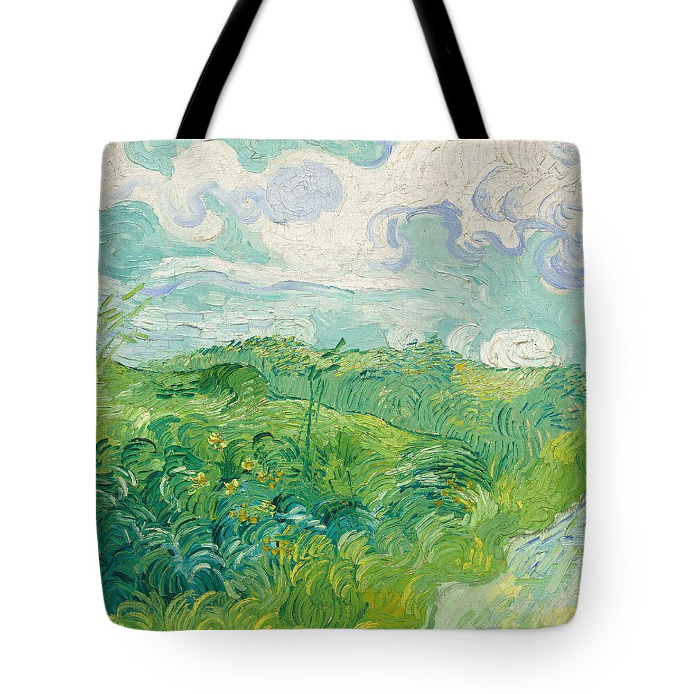 Vincent Van Gogh Tote Bag featuring the painting Green Wheat Fields. Auvers #6 by Vincent van Gogh