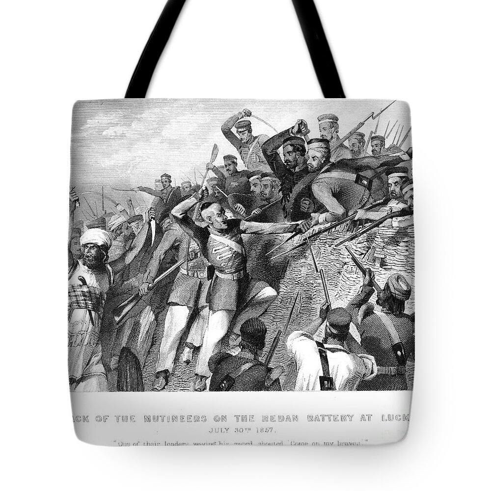 1857 Tote Bag featuring the drawing Sepoy Rebellion, 1857 #3 by Granger