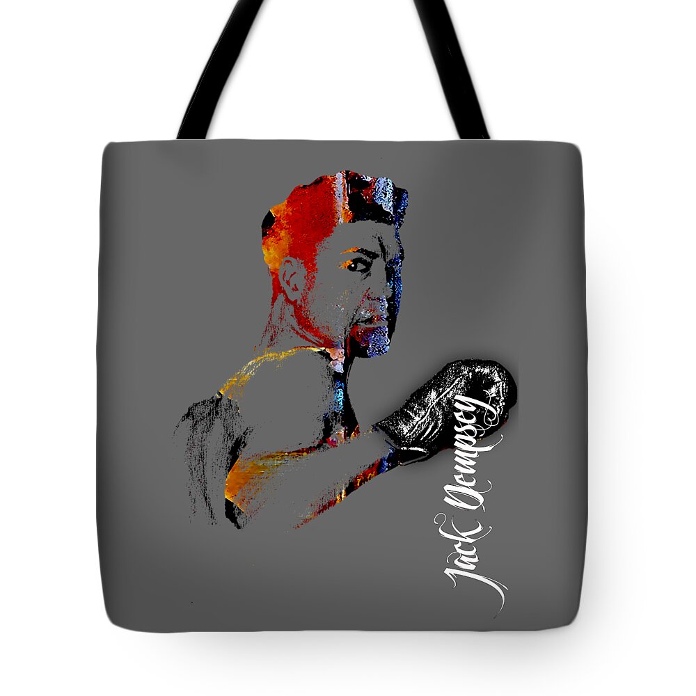 Jack Dempsey Tote Bag featuring the mixed media Jack Dempsey Collection #6 by Marvin Blaine
