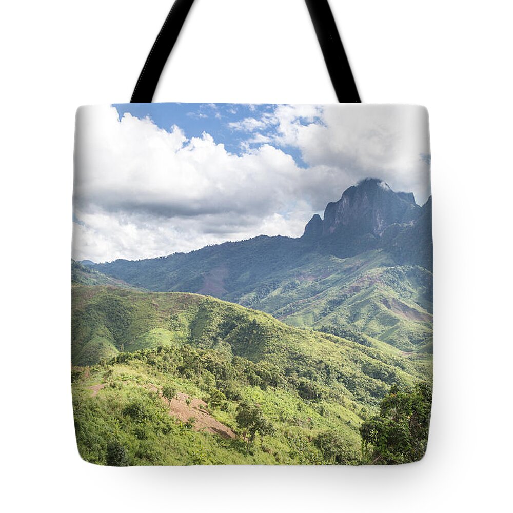 Kasi Tote Bag featuring the photograph Landscape around Kasi in North Laos #6 by Didier Marti
