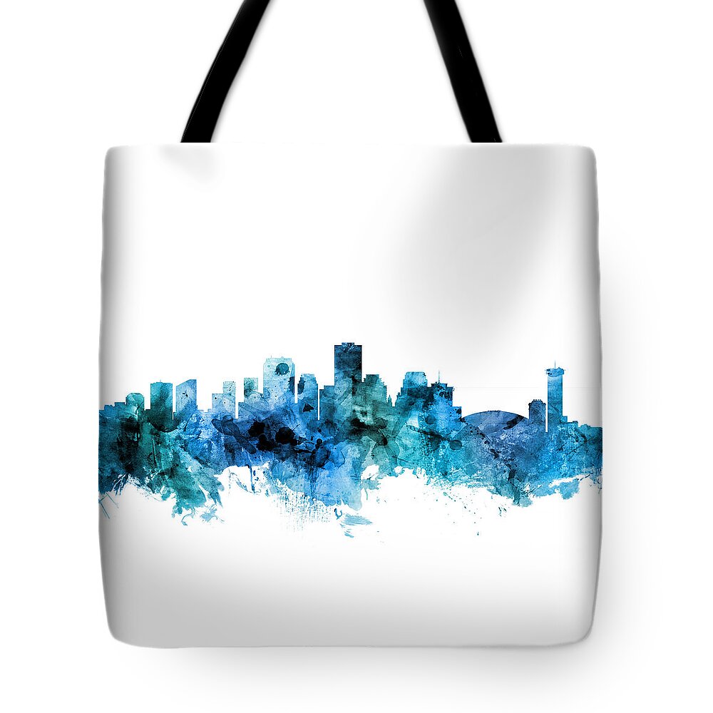 New Orleans Tote Bag featuring the digital art New Orleans Louisiana Skyline #6 by Michael Tompsett