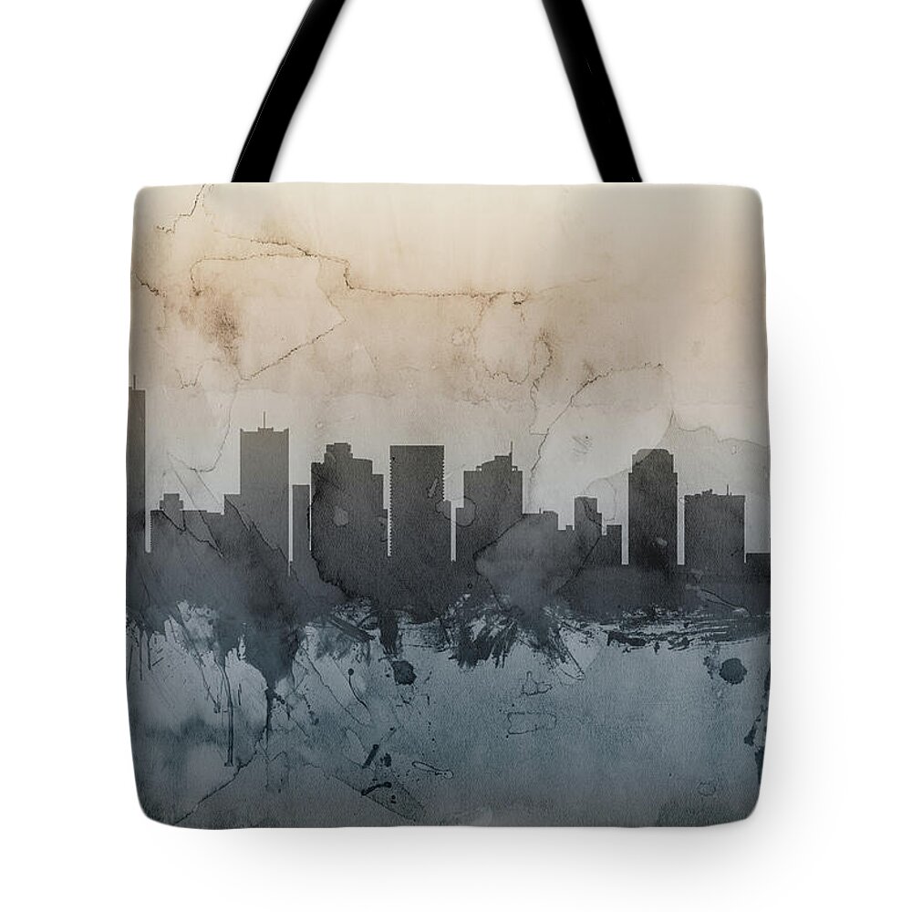 United States Tote Bag featuring the digital art Phoenix Arizona Skyline by Michael Tompsett