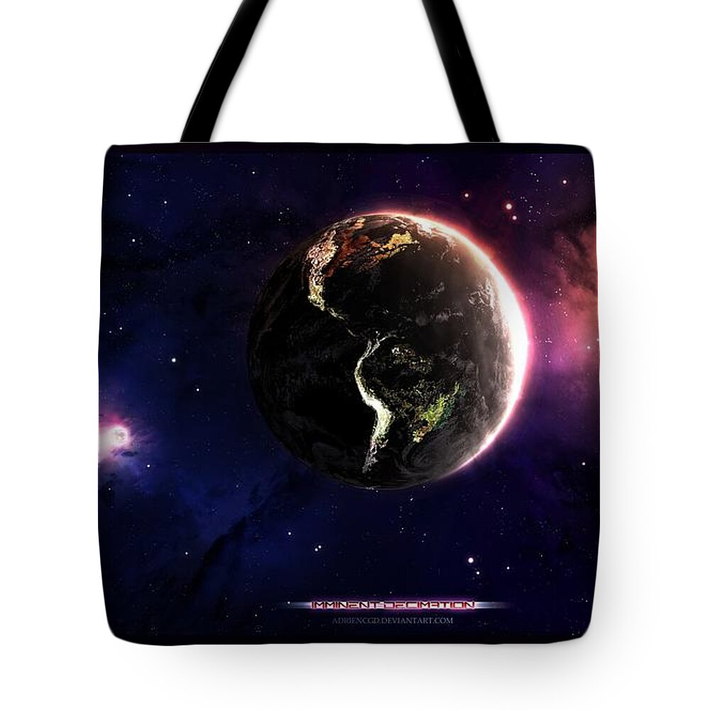 Planet Tote Bag featuring the digital art Planet #6 by Maye Loeser