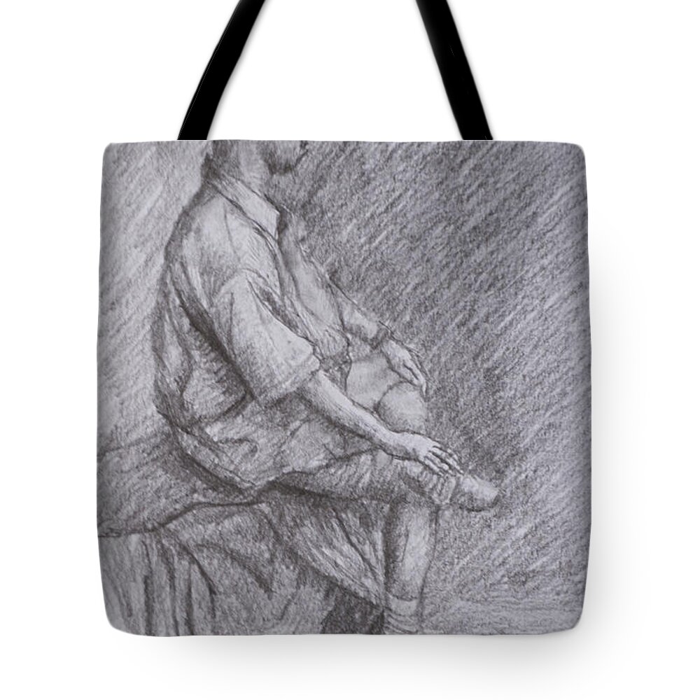 Beauty Tote Bag featuring the drawing Portrait #6 by Masami Iida