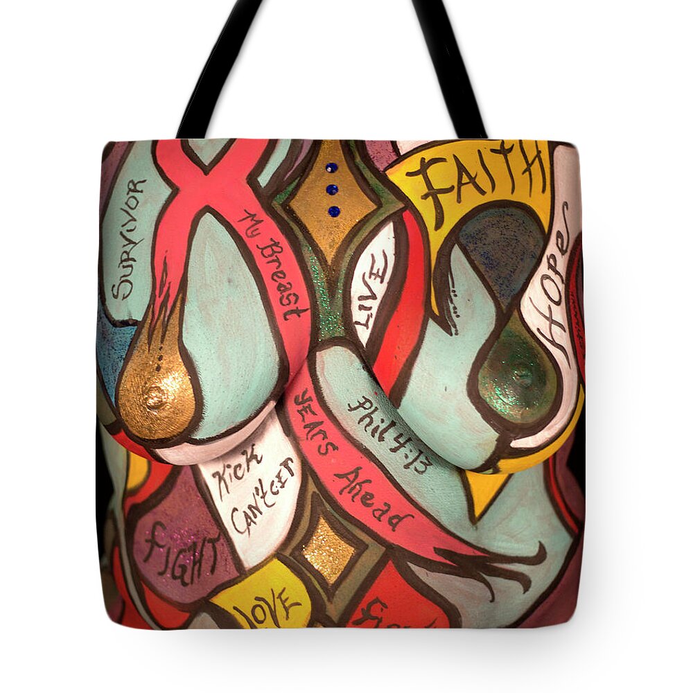 Hadassah Greater Atlanta Tote Bag featuring the photograph 6. Rebecca Salcedo, Artist, 2018 by Best Strokes - Formerly Breast Strokes - Hadassah Greater Atlanta