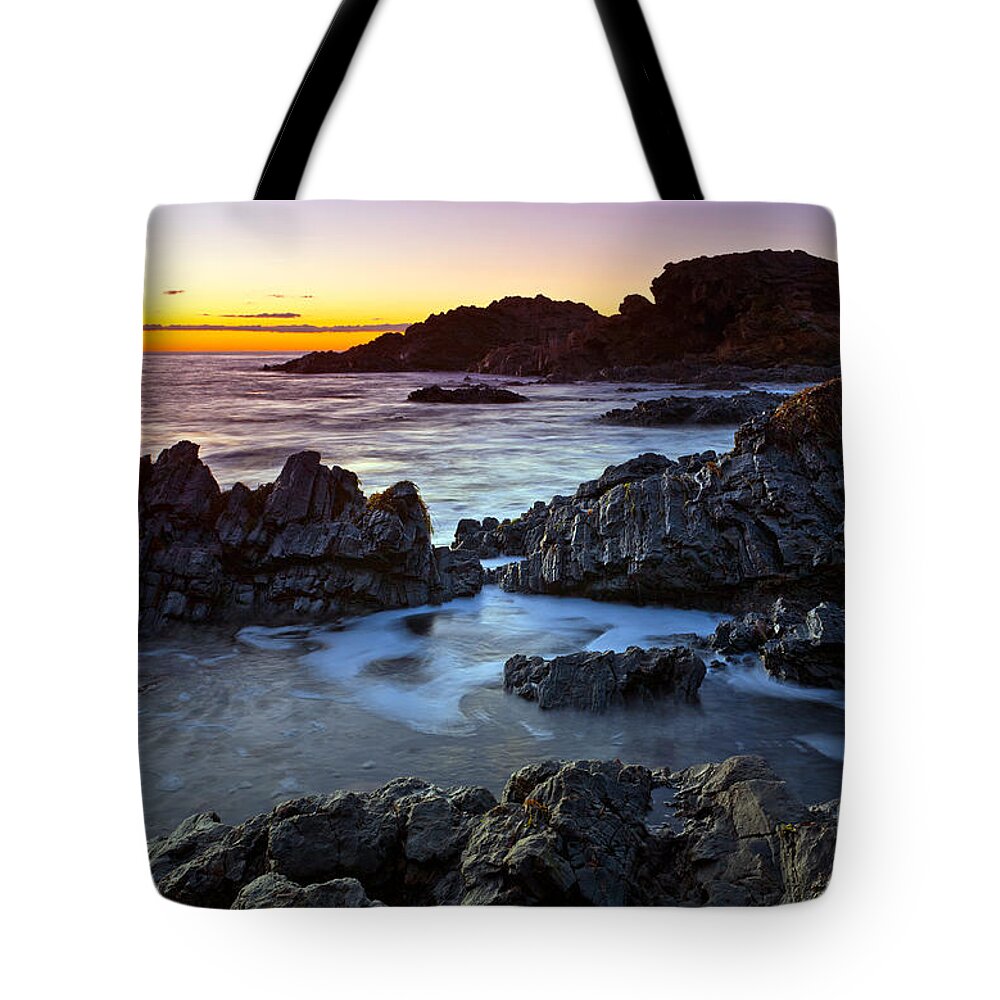 Second Valley Fleurieu Peninsula South Australia Australian Seascape Coast Coastal Shoreline Jetty Rock Formations Cliffs Sea Ocean Sunset Tote Bag featuring the photograph Second Valley Sunset #6 by Bill Robinson