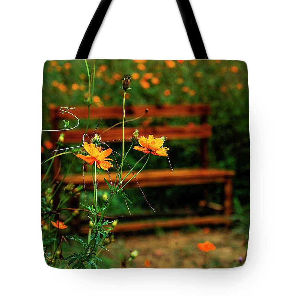Kelsang Tote Bag featuring the photograph Galsang flowers in garden #61 by Carl Ning