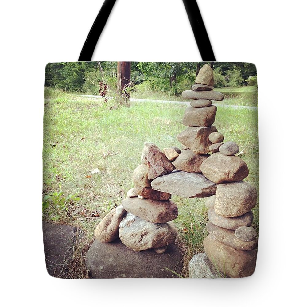 Cairn Tote Bag featuring the photograph Cairn #2 by Salamander Woods Studio-Homestead