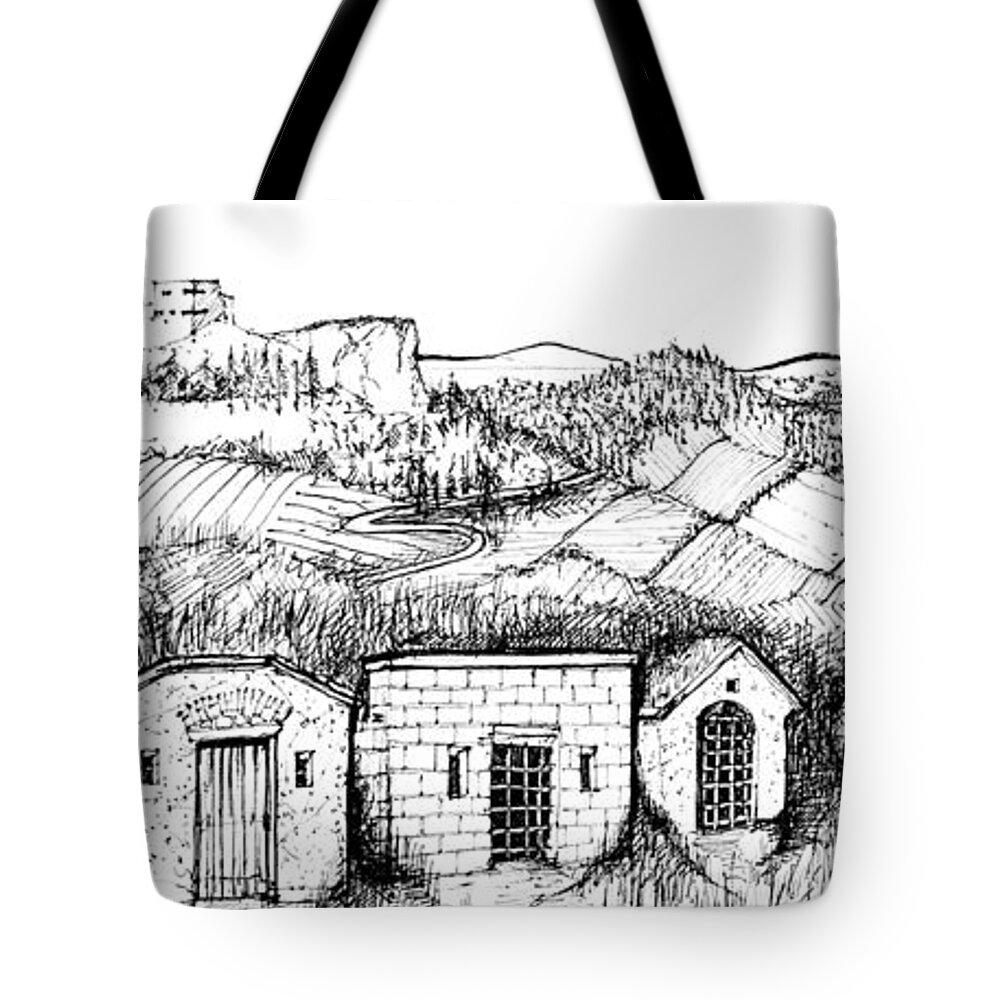 Sustainability Tote Bag featuring the drawing 6.39.Hungary-4-detail-j by Charlie Szoradi