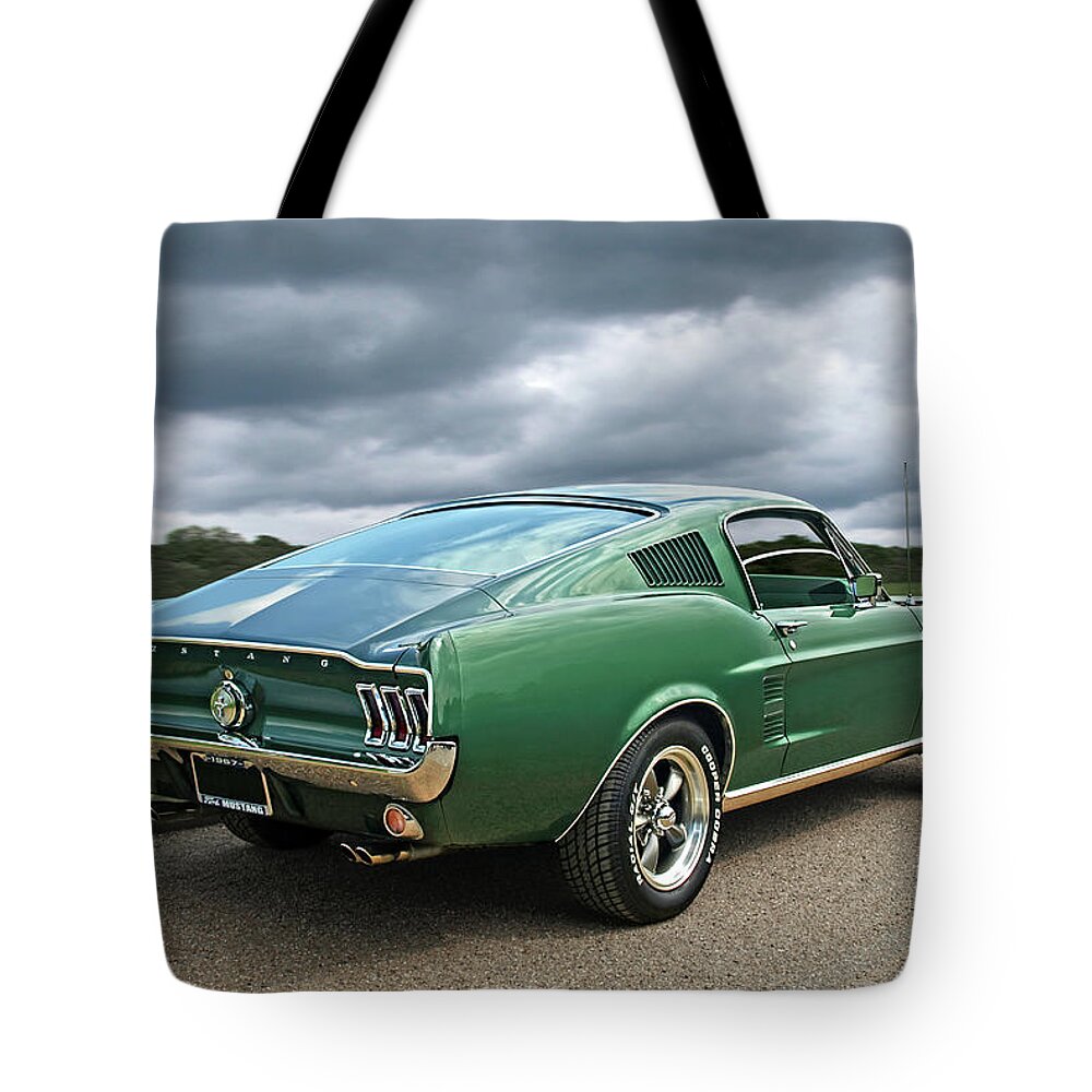 Classic Mustang Tote Bag featuring the photograph 67 Mustang Fastback by Gill Billington