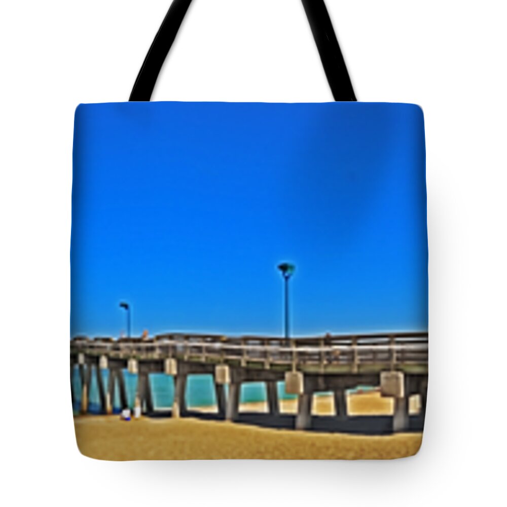 Venice Florida Tote Bag featuring the photograph 6X1 Venice Florida Beach Pier by Rolf Bertram