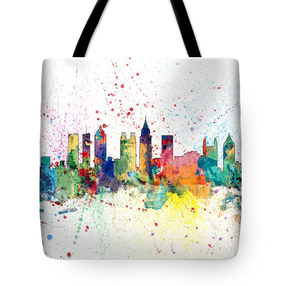 United States Tote Bag featuring the digital art Atlanta Georgia Skyline by Michael Tompsett