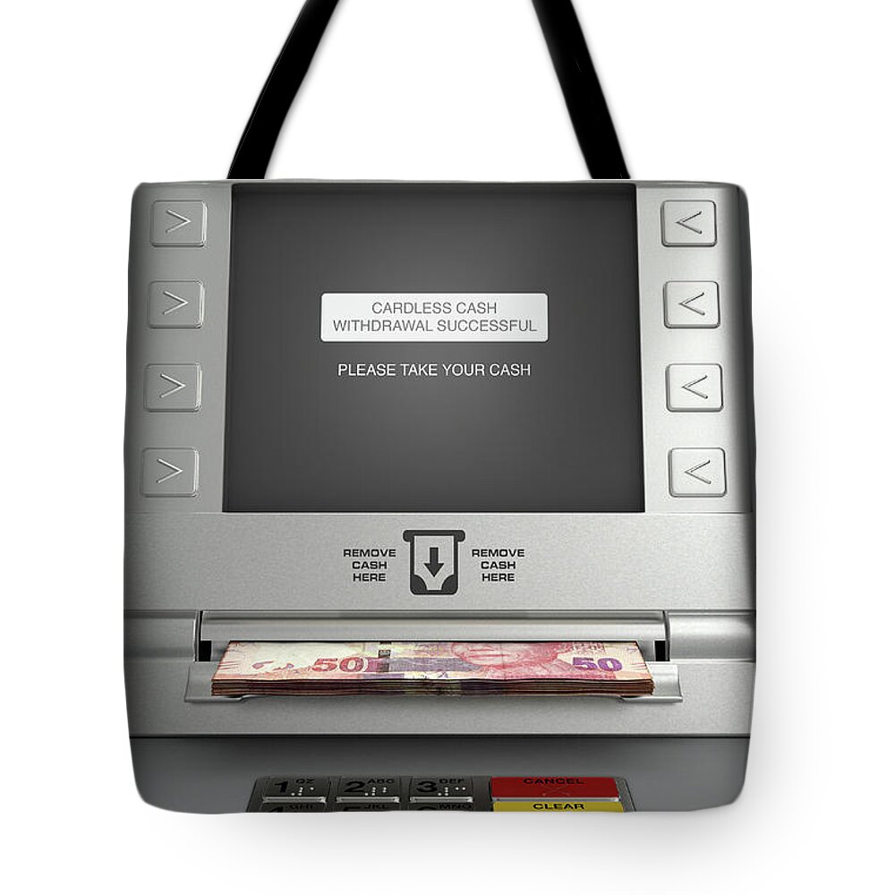 Cardless Cash Withdrawal Tote Bag featuring the digital art Atm Cardless Cash Withdrawal #7 by Allan Swart