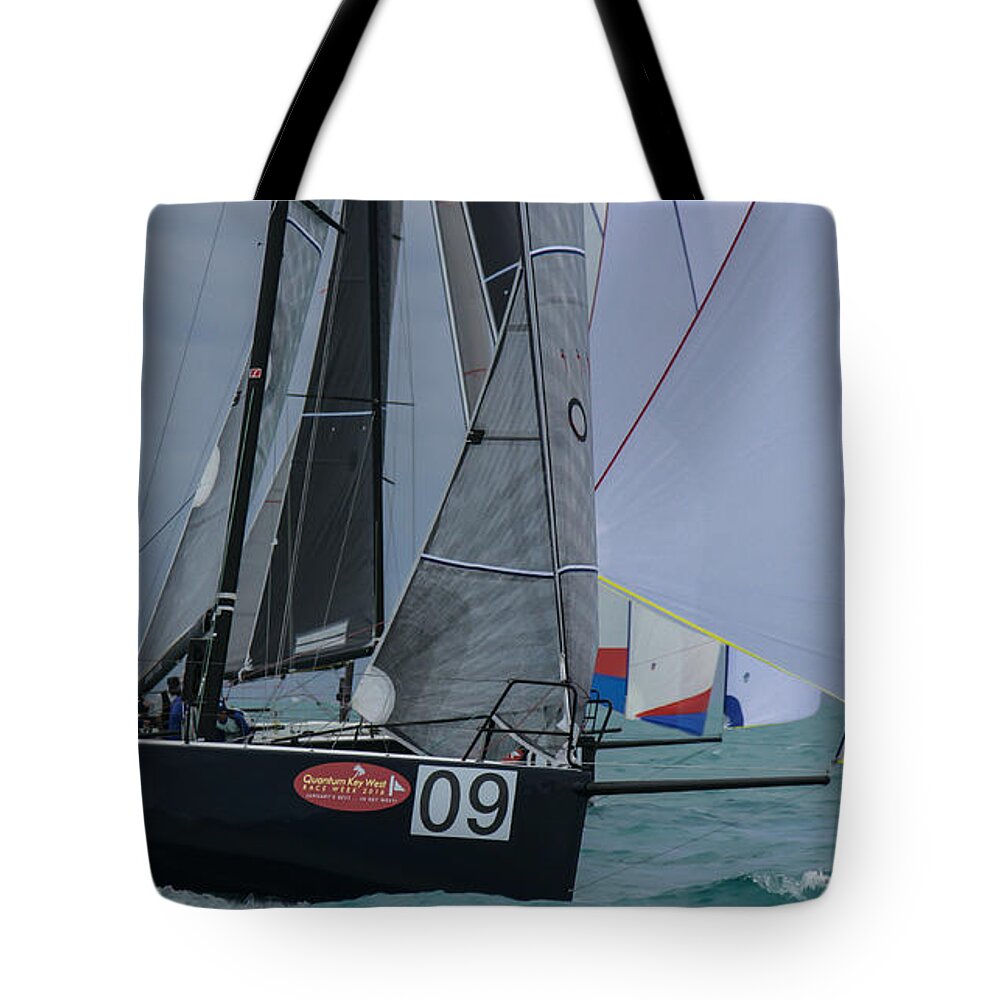 Sail Tote Bag featuring the photograph Downwind Work #7 by Steven Lapkin