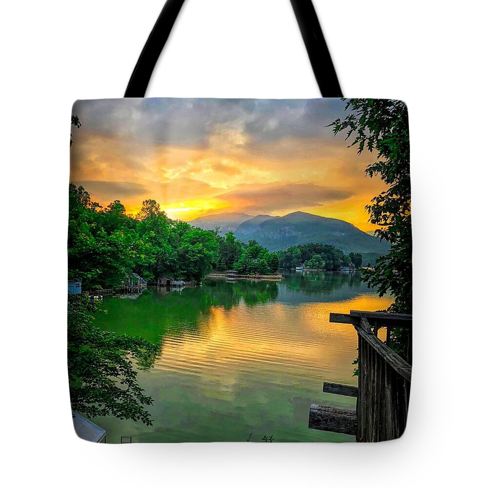 Lake Lure Tote Bag featuring the photograph Lake Lure #7 by Buddy Morrison