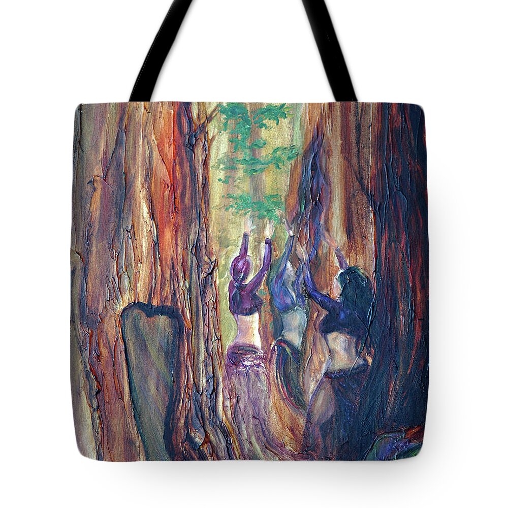 Face Mask Tote Bag featuring the painting Forest Dancers by Sofanya White