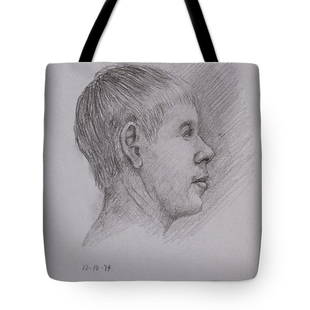 Beauty Tote Bag featuring the drawing Portrait #7 by Masami Iida
