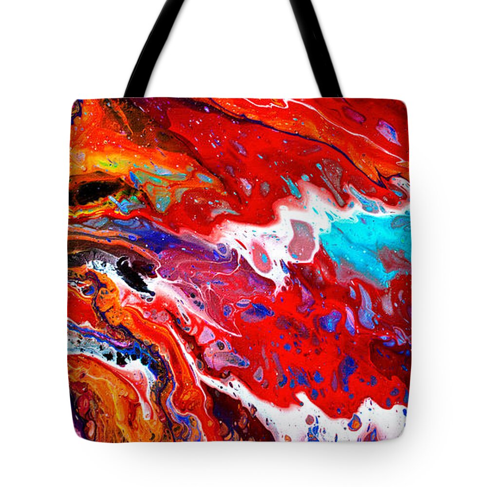 An Original Abstract Tote Bag featuring the painting #74 Sea pour #74 by Priscilla Batzell Expressionist Art Studio Gallery