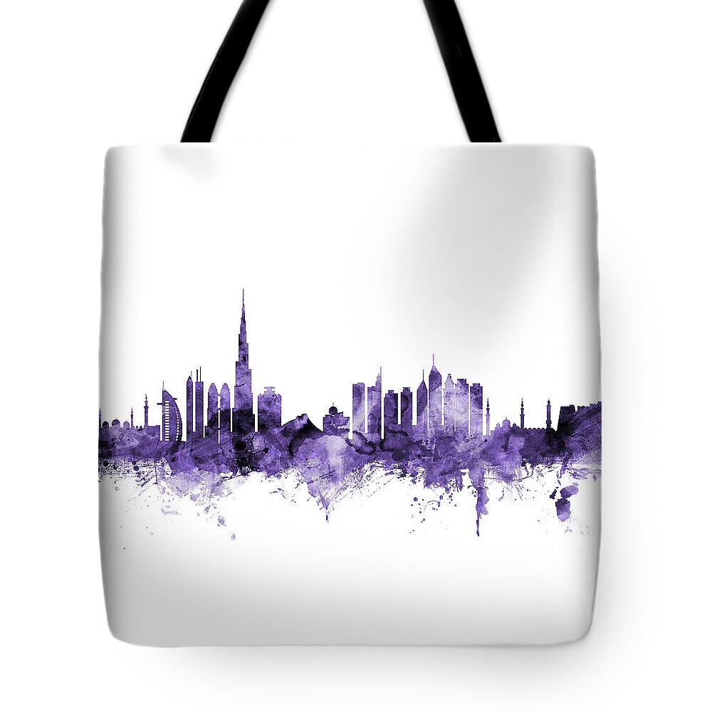 Dubai Tote Bag featuring the digital art Dubai Skyline by Michael Tompsett