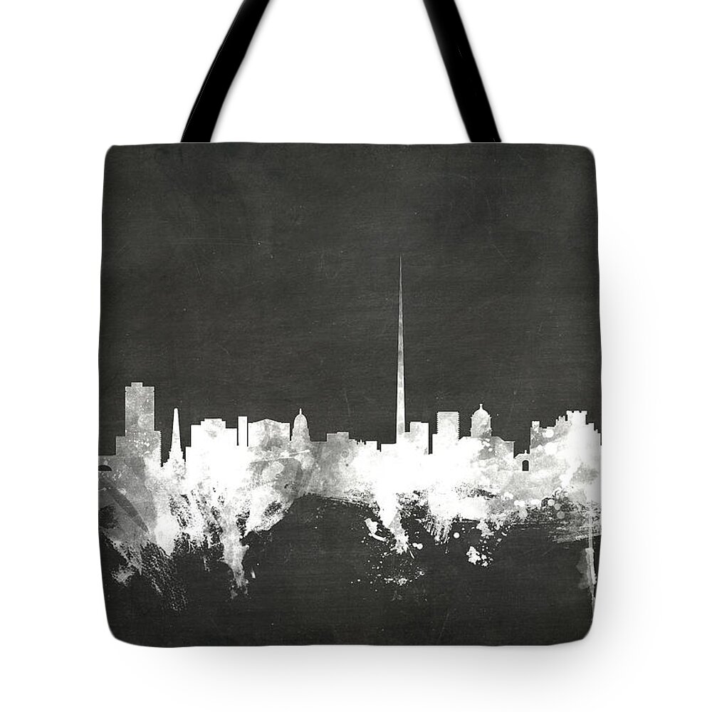 City Tote Bag featuring the digital art Dublin Ireland Skyline by Michael Tompsett