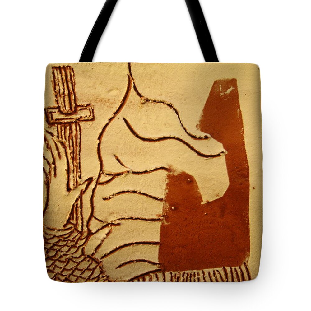 Jesus Tote Bag featuring the ceramic art Sign - Tile #8 by Gloria Ssali