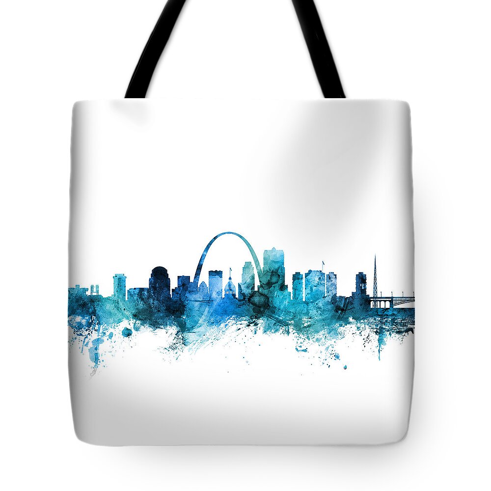 St Louis Tote Bag featuring the digital art St Louis Missouri Skyline by Michael Tompsett